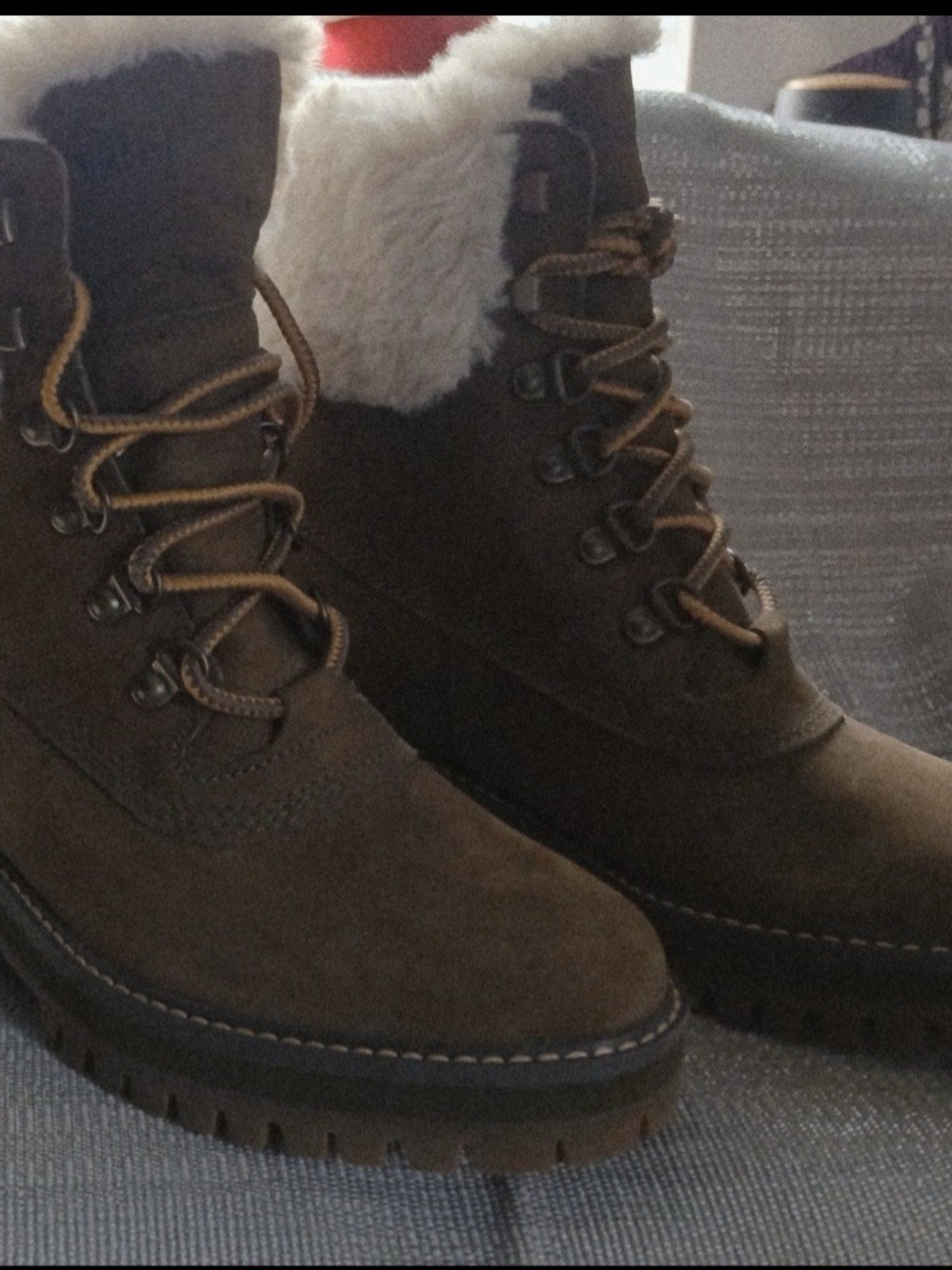 Timberland Brown Faux-Fur Collar Lace-Up Winter Boots